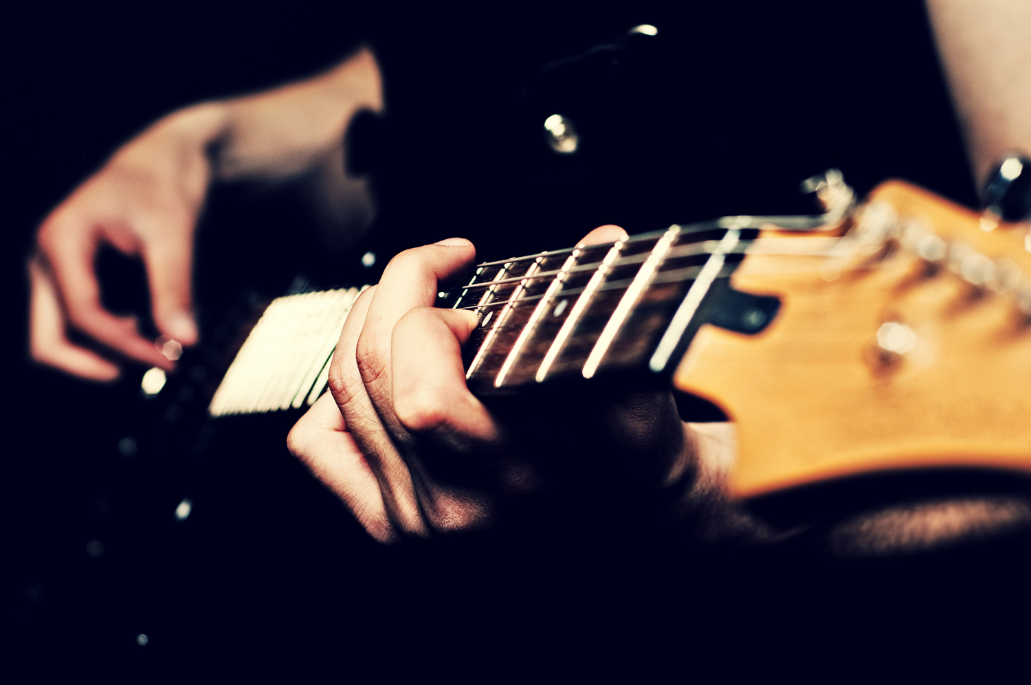 close-up of guitar